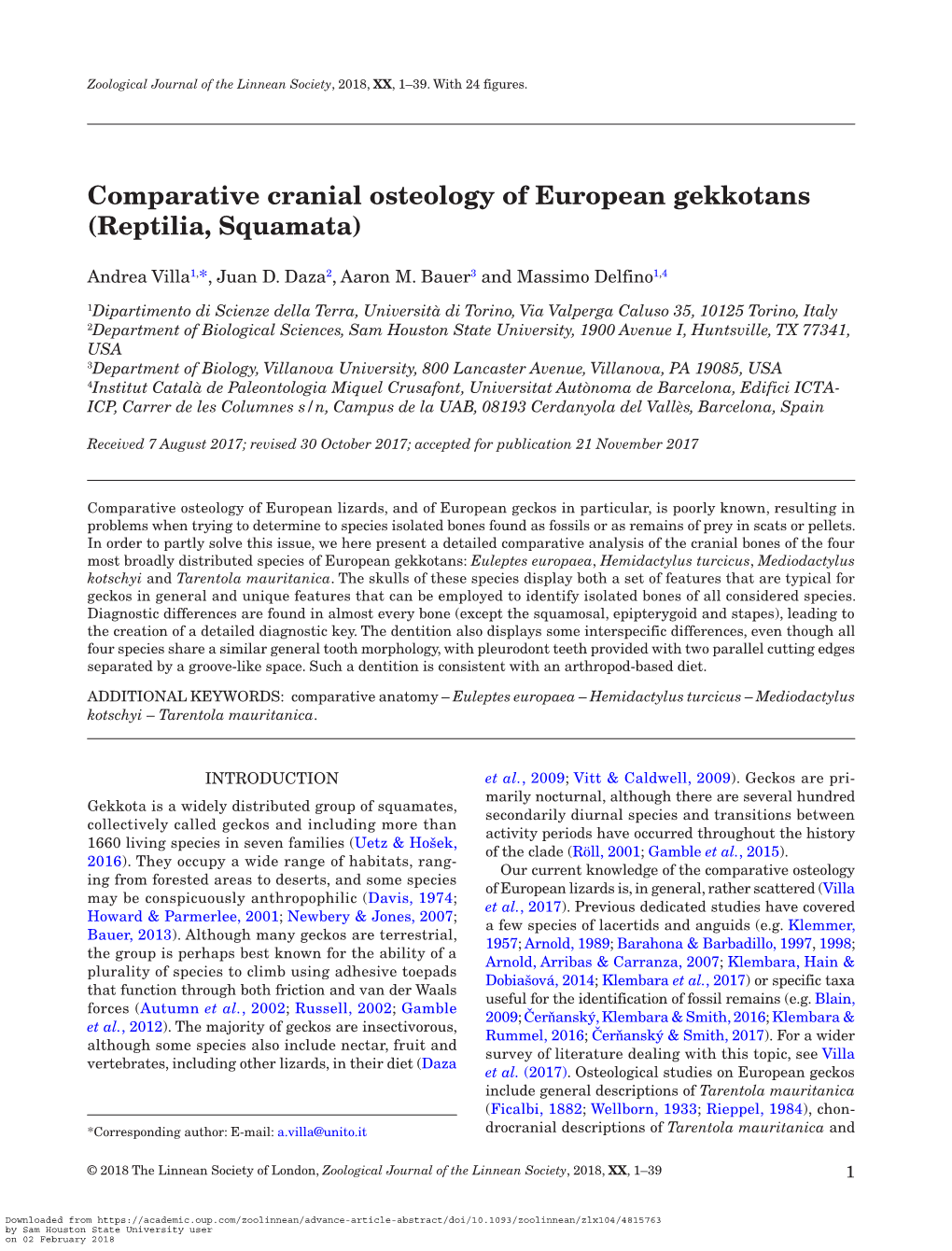 Comparative Cranial Osteology of European Gekkotans (Reptilia, Squamata)