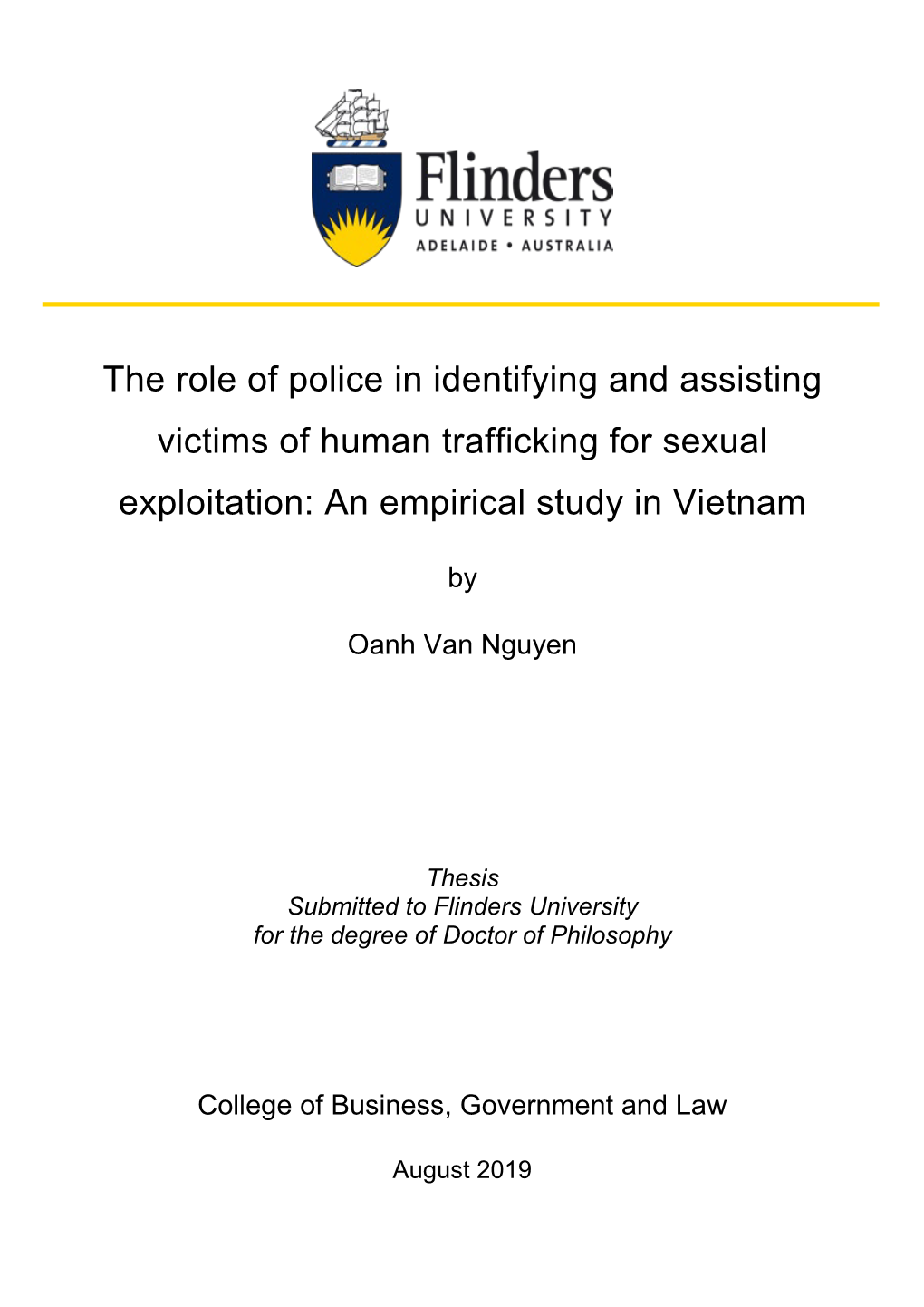 The Role of Police in Identifying and Assisting Victims of Human Trafficking for Sexual Exploitation: an Empirical Study in Vietnam