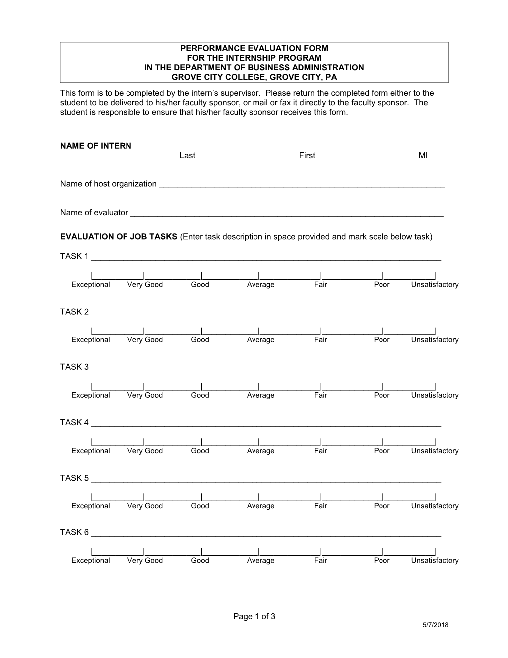 Performance Assessment Form