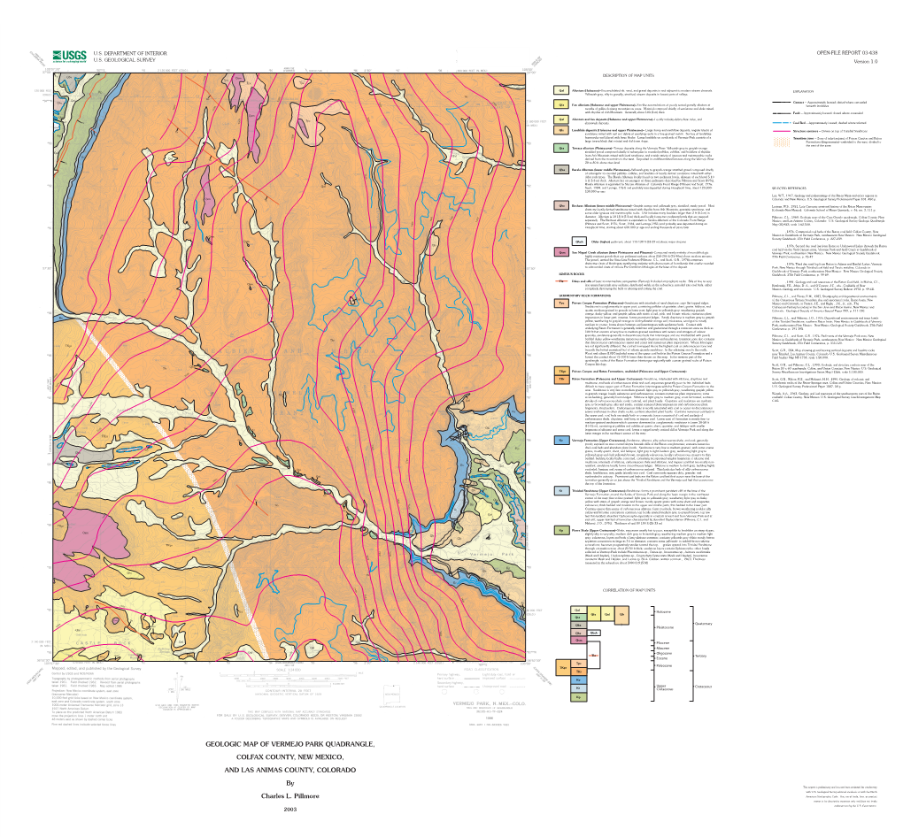 Geologic Map of Vermejo Park Quadrangle, Colfax