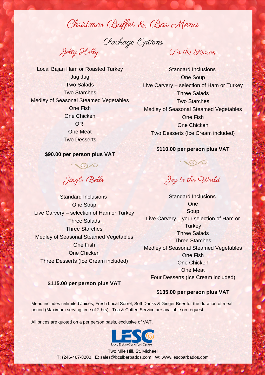 Christmas Buffet & Bar Menu