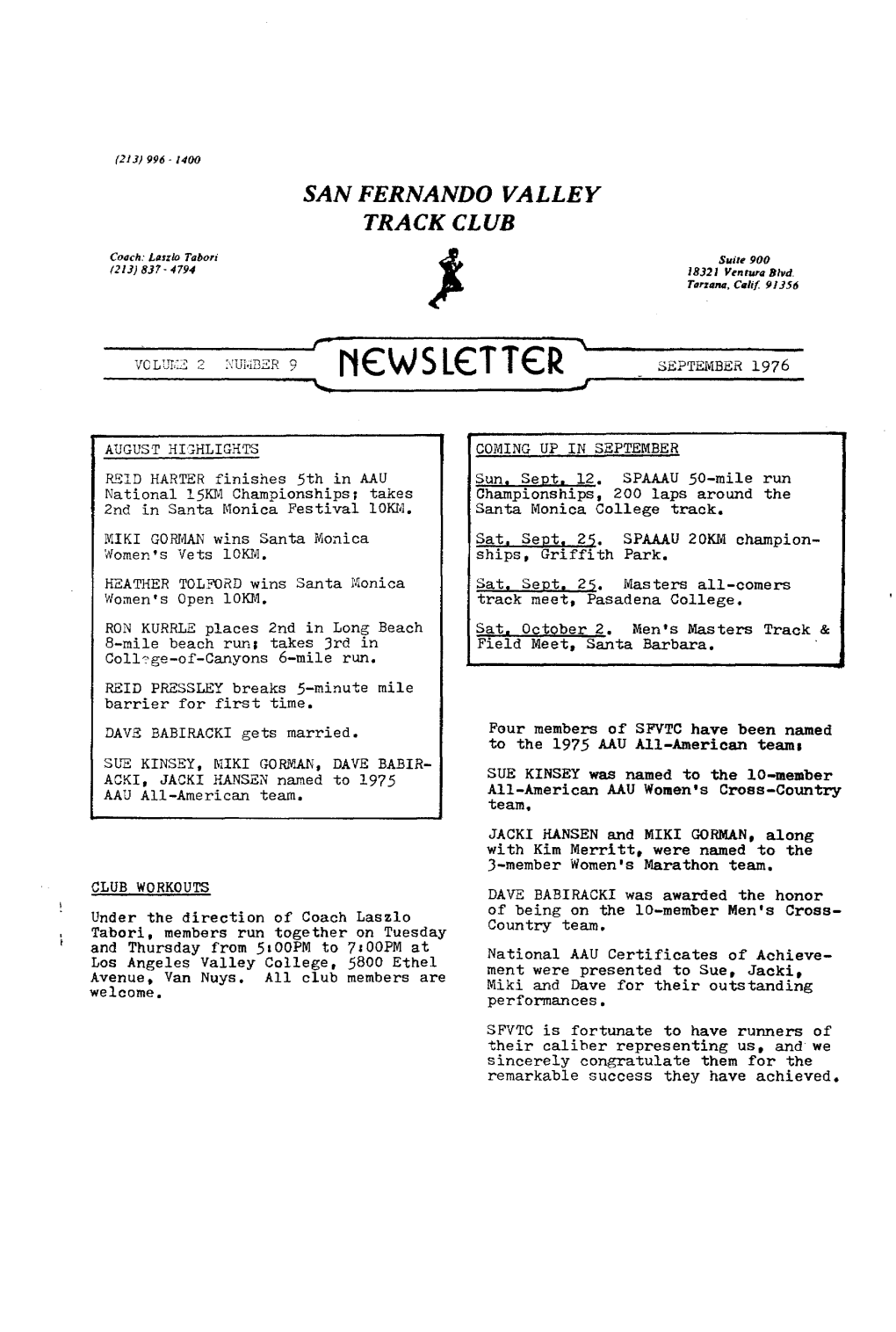 SFVTC Newsletter of September 1976
