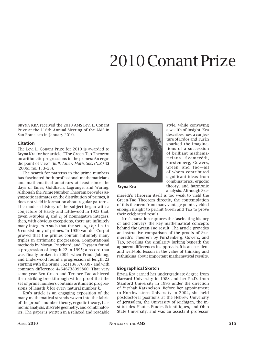 2010 Conant Prize