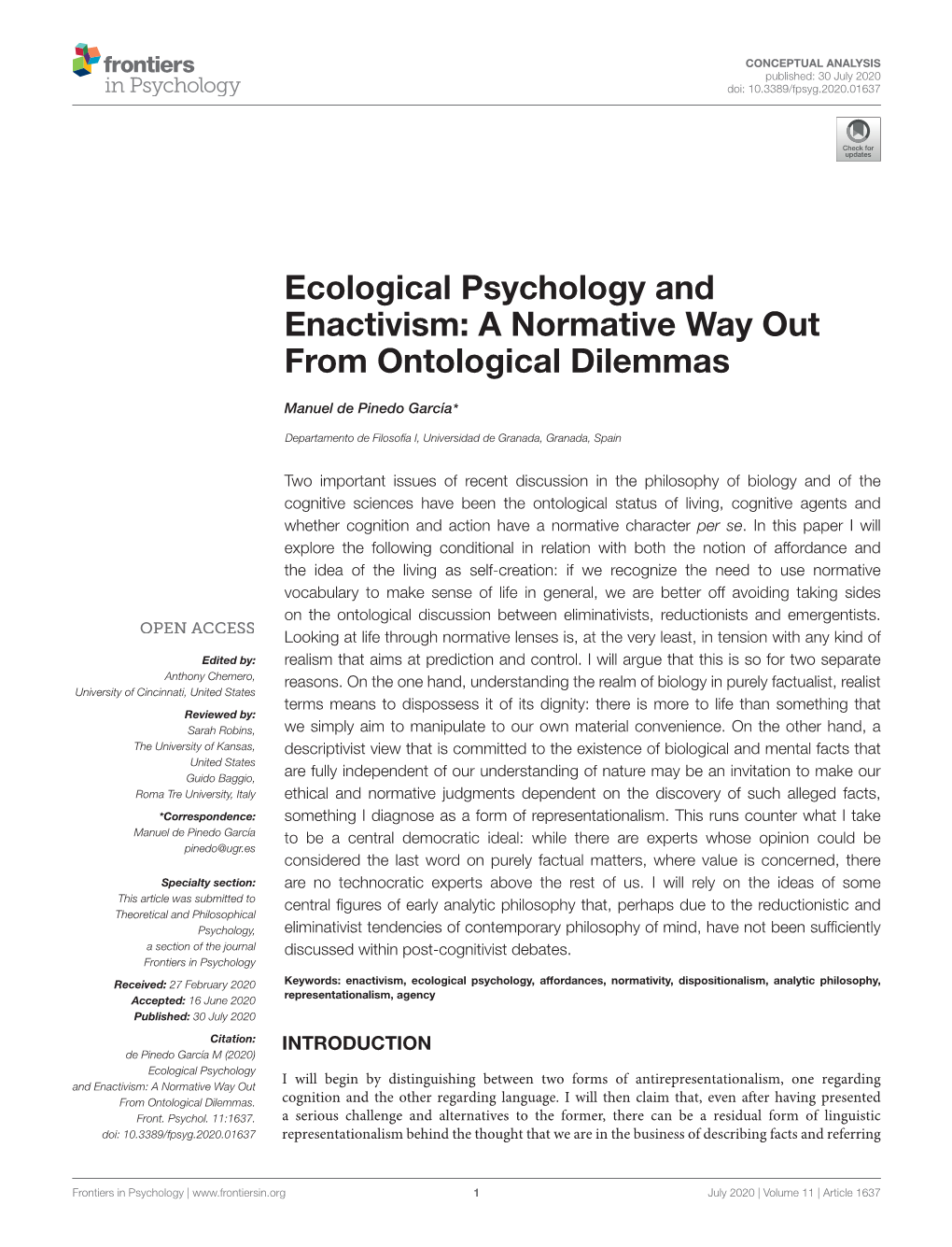 Ecological Psychology and Enactivism: a Normative Way out from Ontological Dilemmas