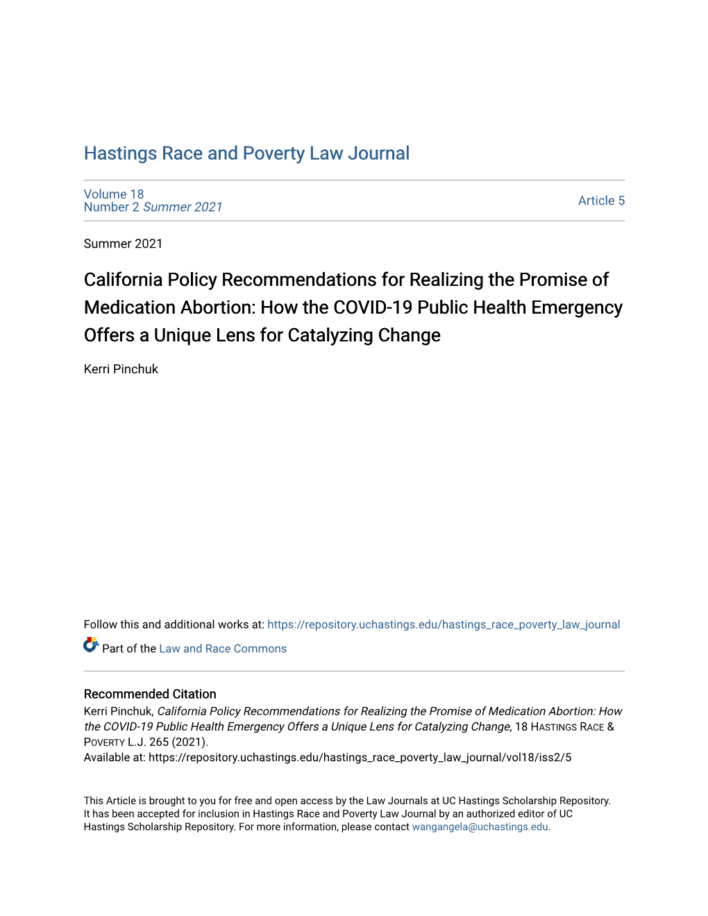 California Policy Recommendations for Realizing the Promise Of