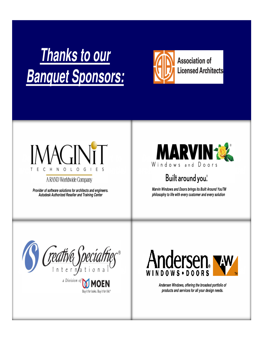 Thanks to Our Banquet Sponsors
