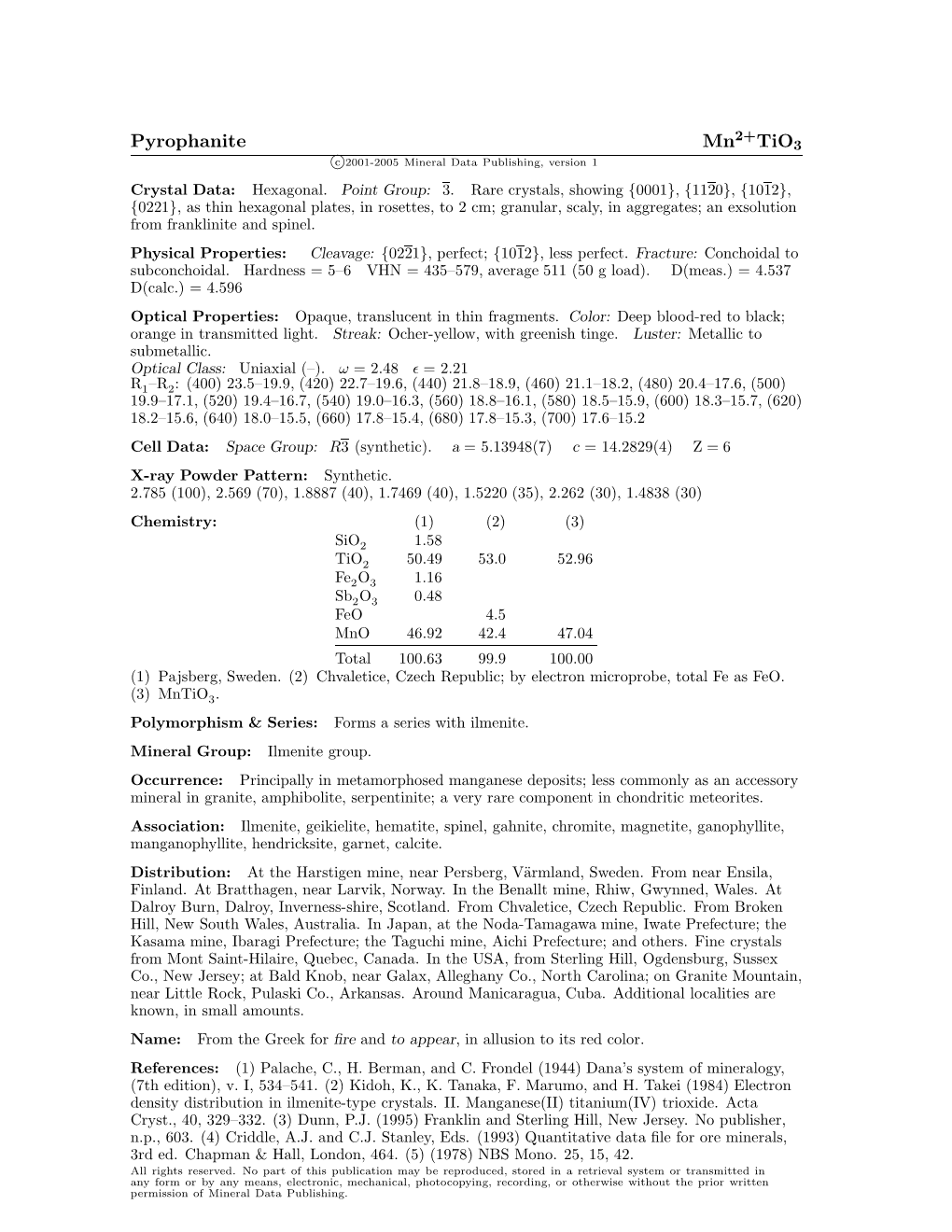 Pyrophanite Mn2+Tio3