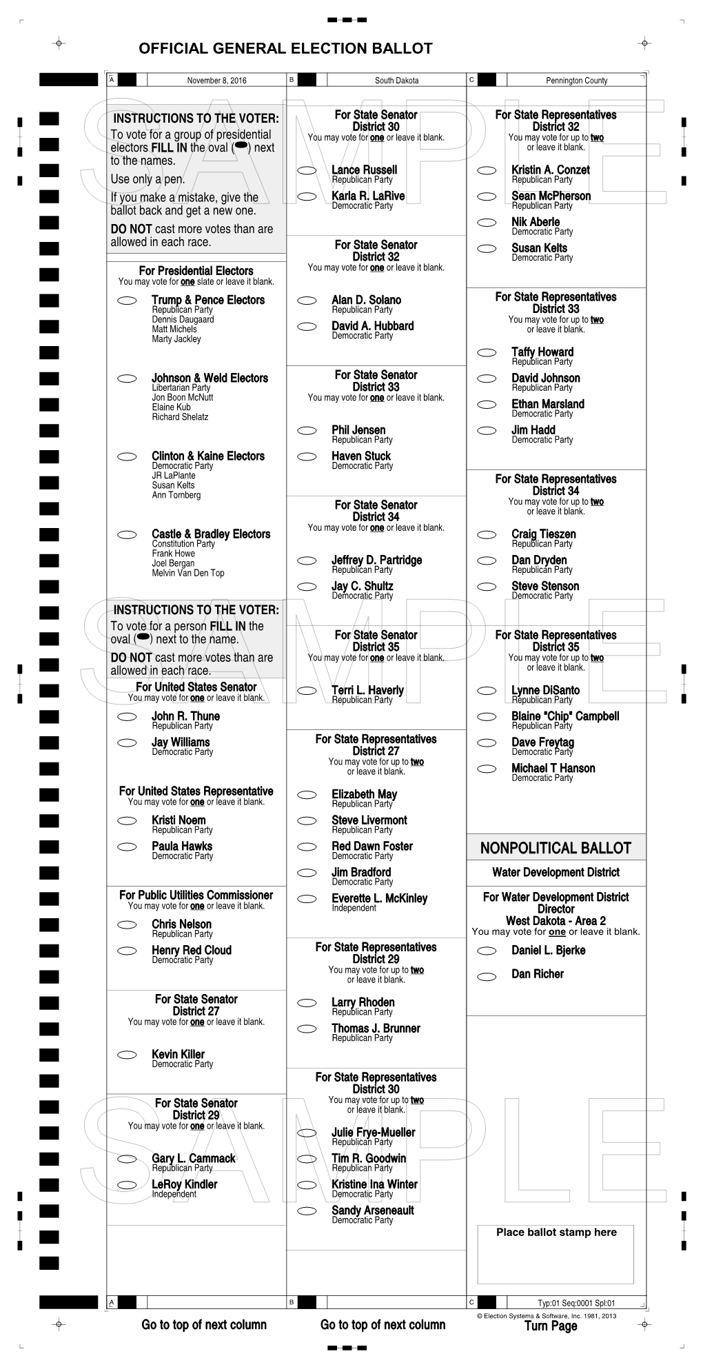 Official General Election Ballot