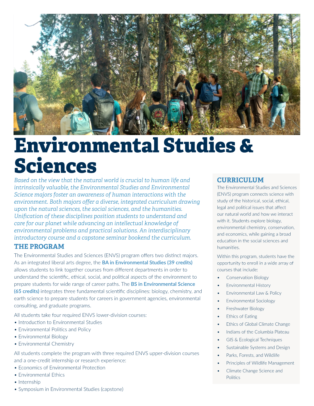 Environmental Studies & Sciences