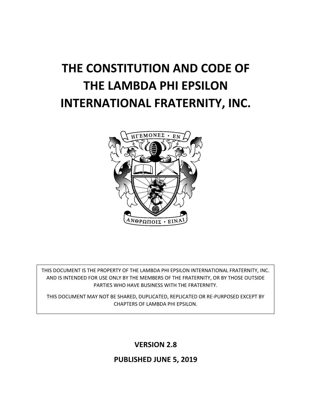 The Constitution and Code of the Lambda Phi Epsilon International Fraternity, Inc