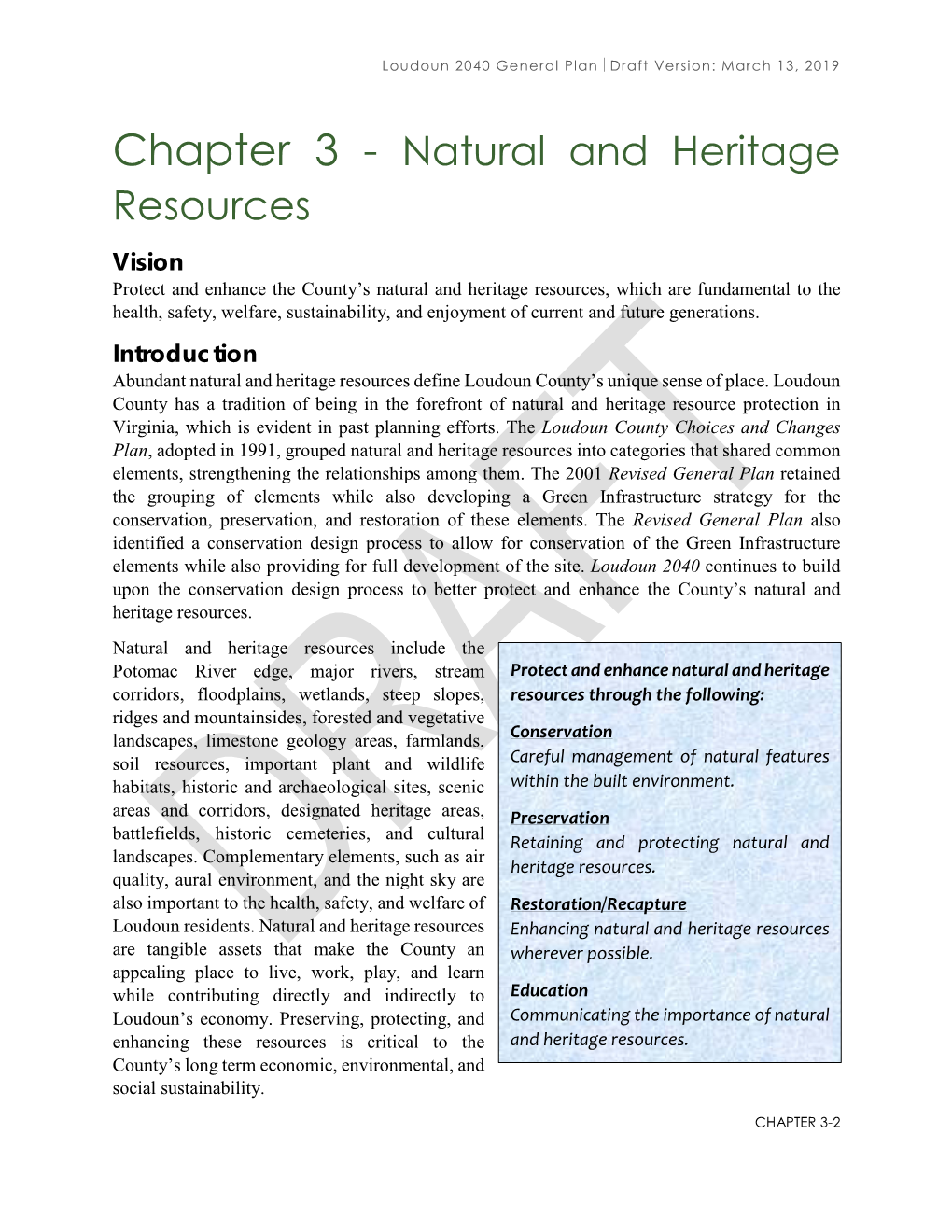 Natural and Heritage Resources