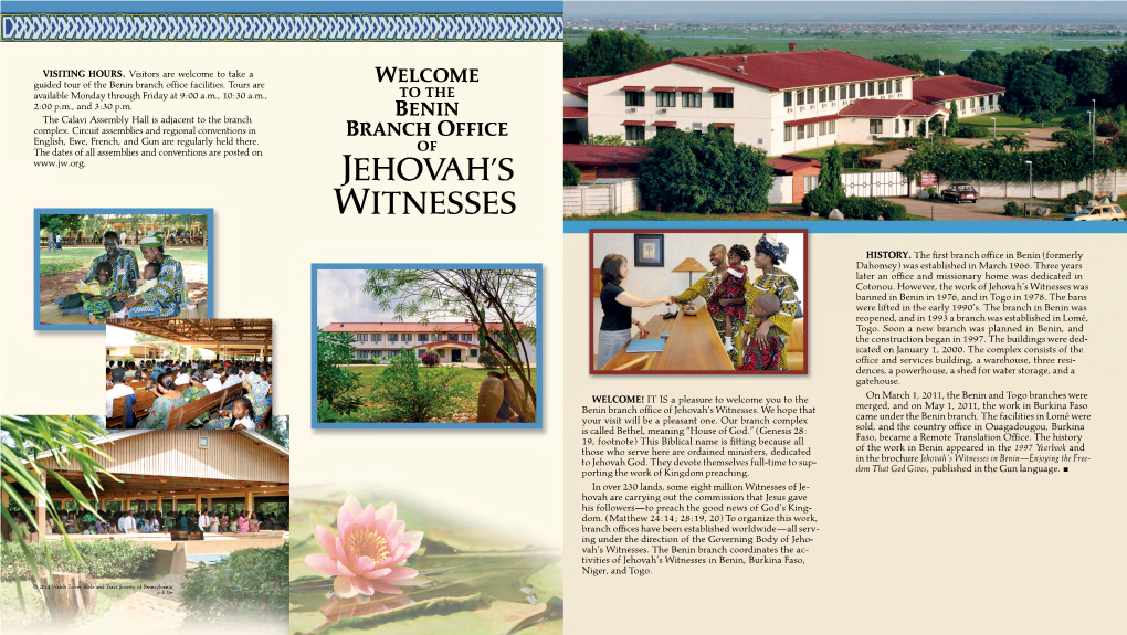 Welcome to the Benin Branch Office of Jehovah's Witnesses