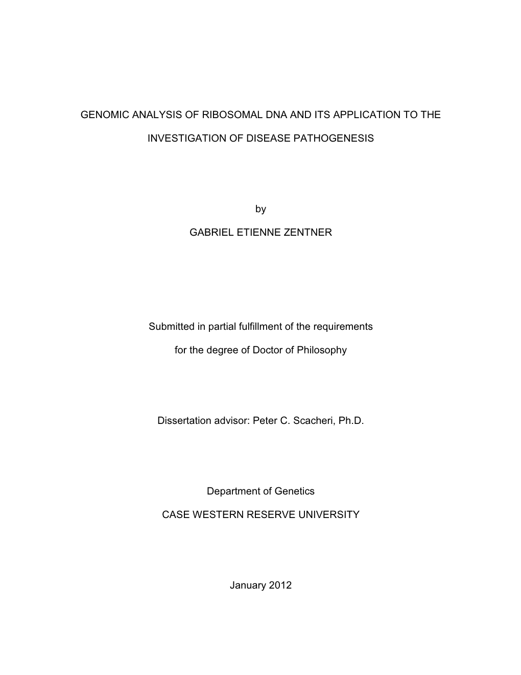 Genomic Analysis of Ribosomal Dna and Its Application to The