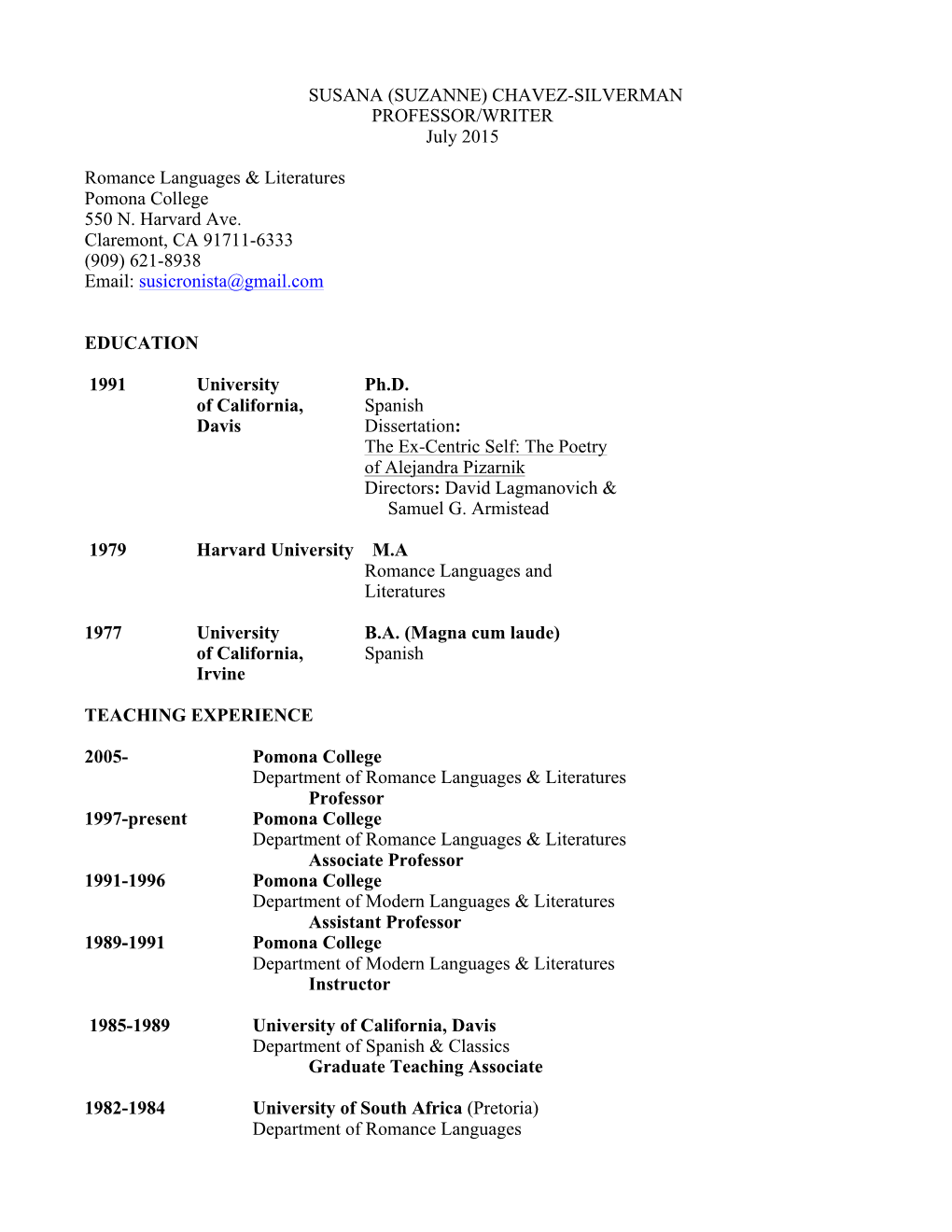 Susana Chavez-Silverman CV