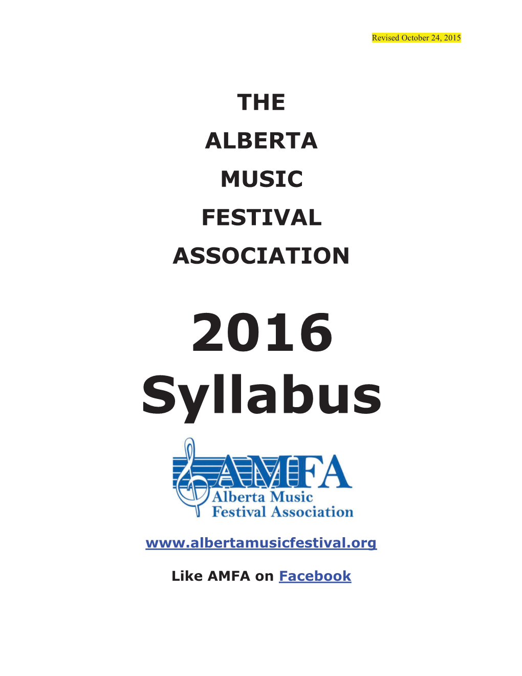 2016 AFMA Syllabus