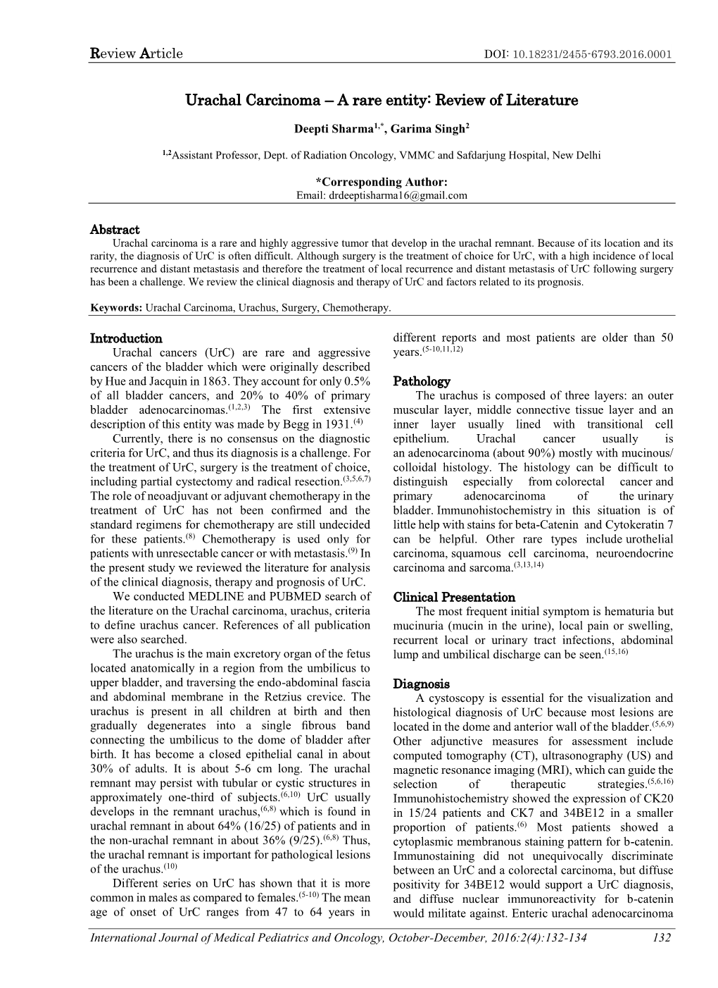 Urachal Carcinoma – a Rare Entity: Review of Literature