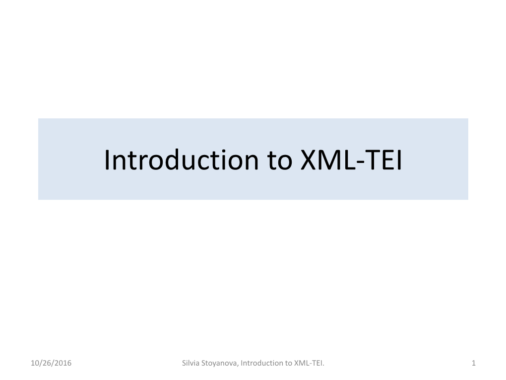Introduction to XML-TEI