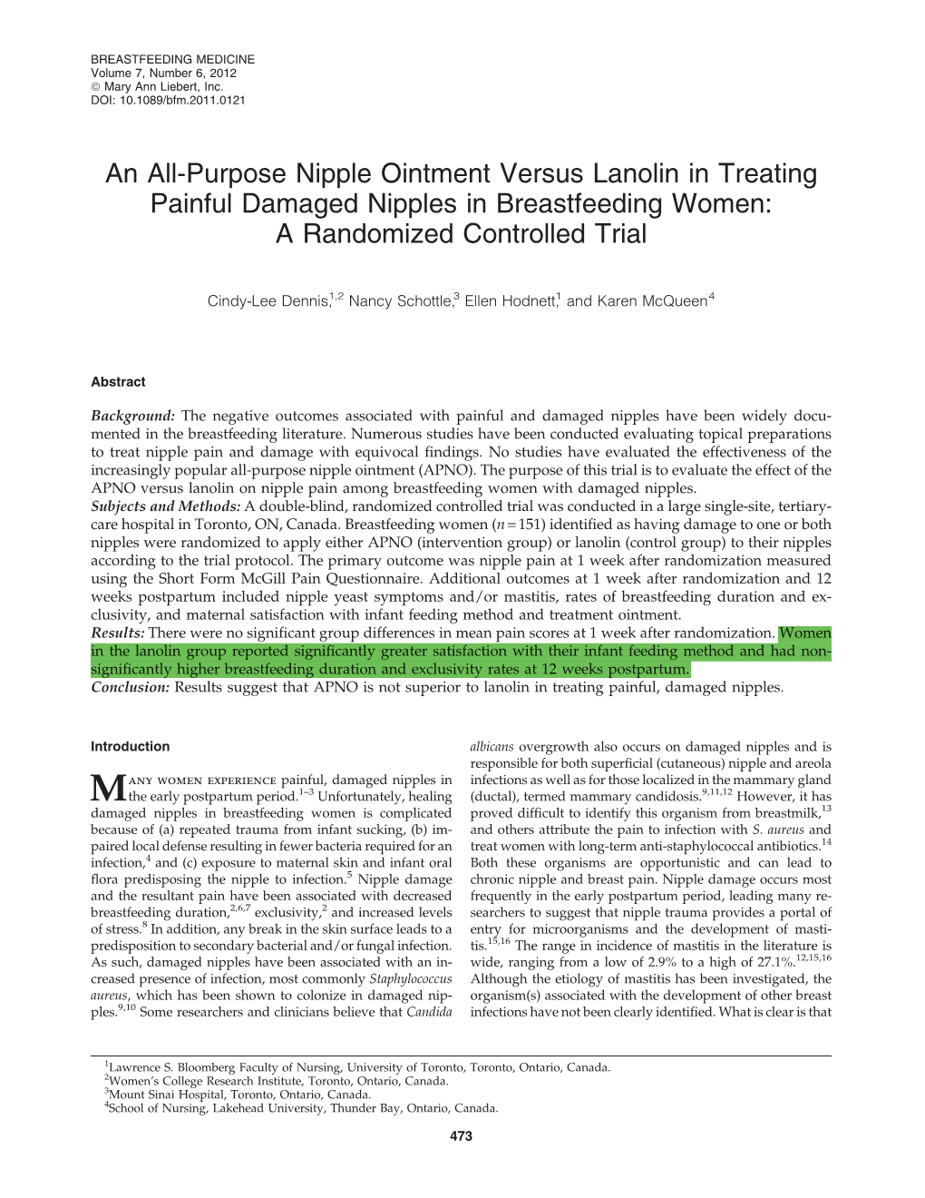 An All-Purpose Nipple Ointment Versus Lanolin in Treating Painful Damaged Nipples in Breastfeeding Women: a Randomized Controlled Trial