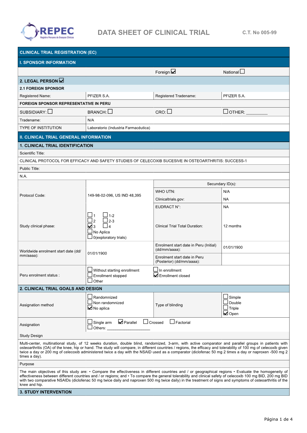 Data Sheet of Clinical Trial C.T