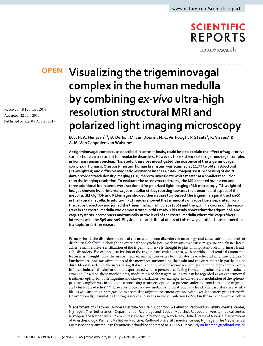 Visualizing the Trigeminovagal Complex in the Human Medulla By