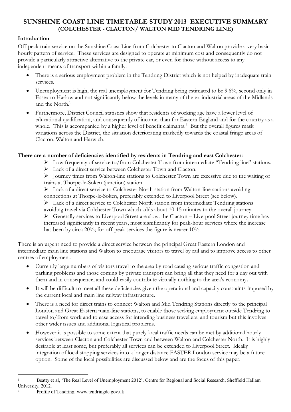 Sunshine Coast Line Timetable Study 2013 Executive