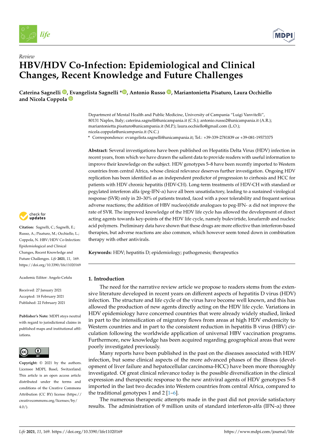 HBV/HDV Co-Infection: Epidemiological and Clinical Changes, Recent Knowledge and Future Challenges