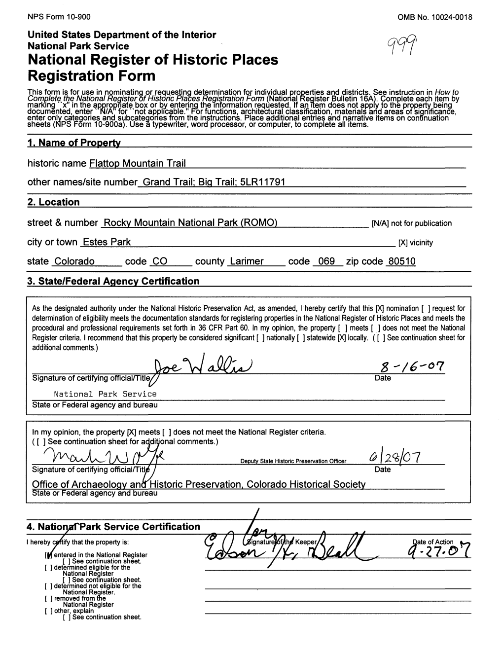 National Register of Historic Places Registration Form This Form Is for Use in Nominating Or Requesting Determination for Individual Properties and Districts