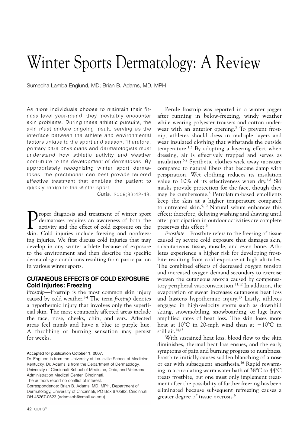 Winter Sports Dermatology: a Review