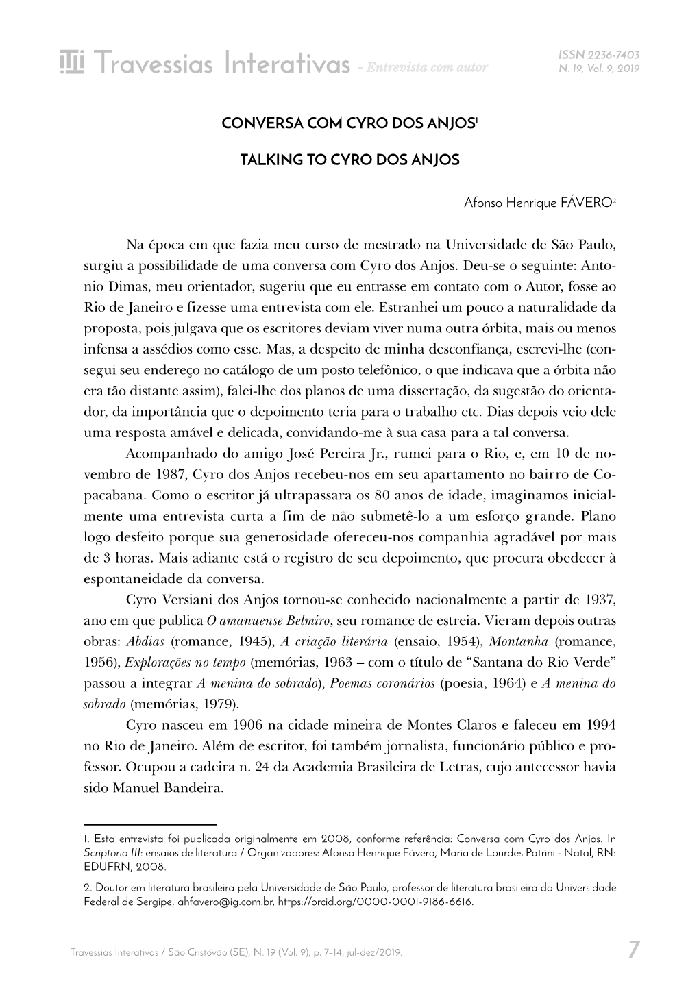 Travessias Interativas, N. 19, Jul-Dez/2019