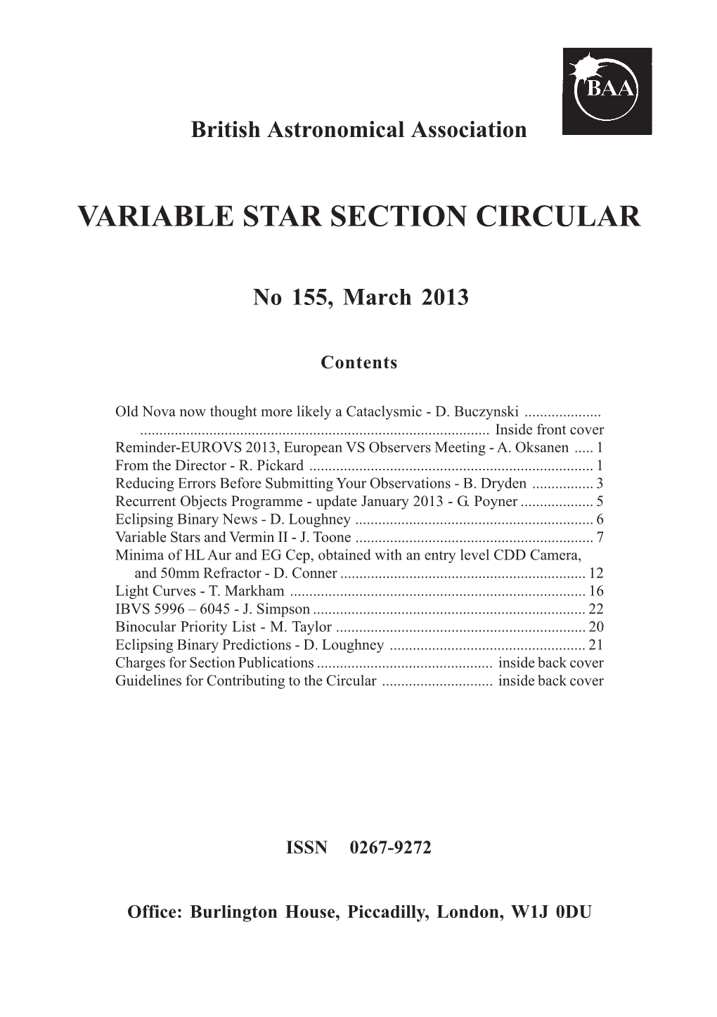 Variable Star Section Circular