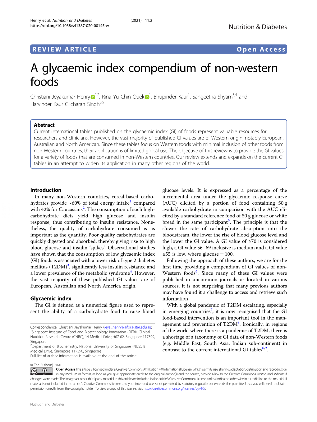 A Glycaemic Index Compendium of Non-Western Foods