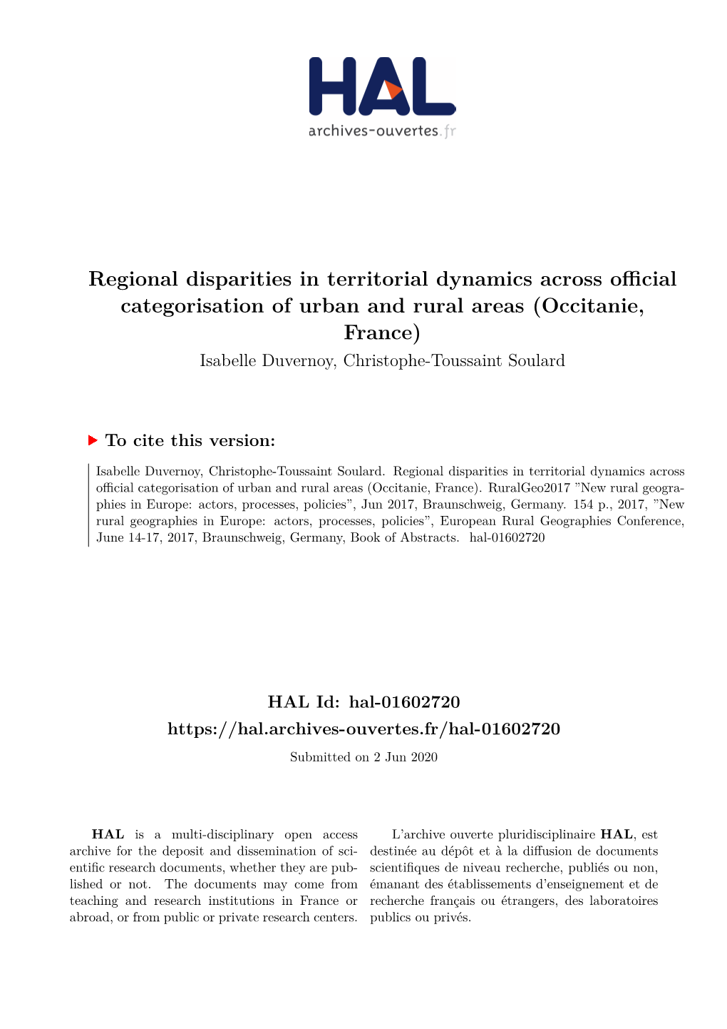 Regional Disparities in Territorial Dynamics