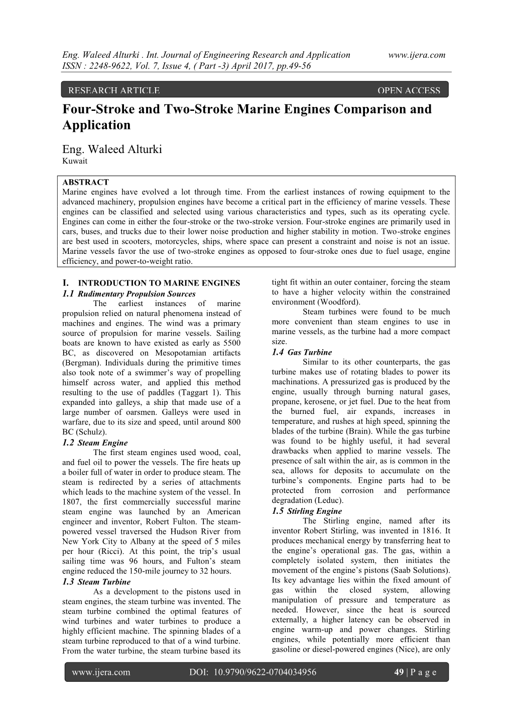 Four-Stroke and Two-Stroke Marine Engines Comparison and Application