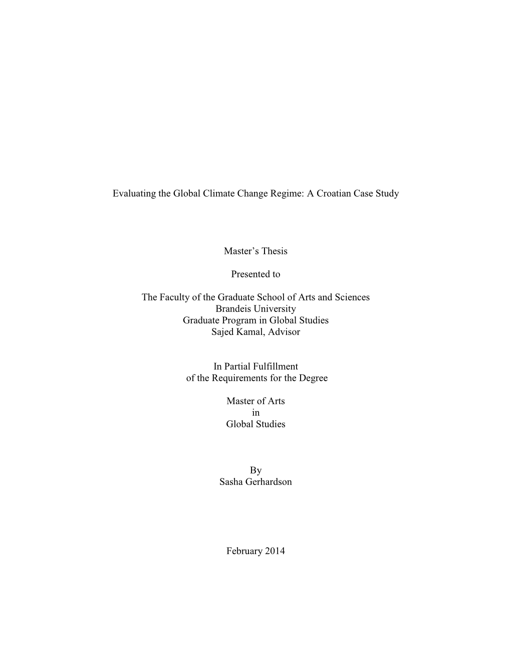 Evaluating the Global Climate Change Regime: a Croatian Case Study