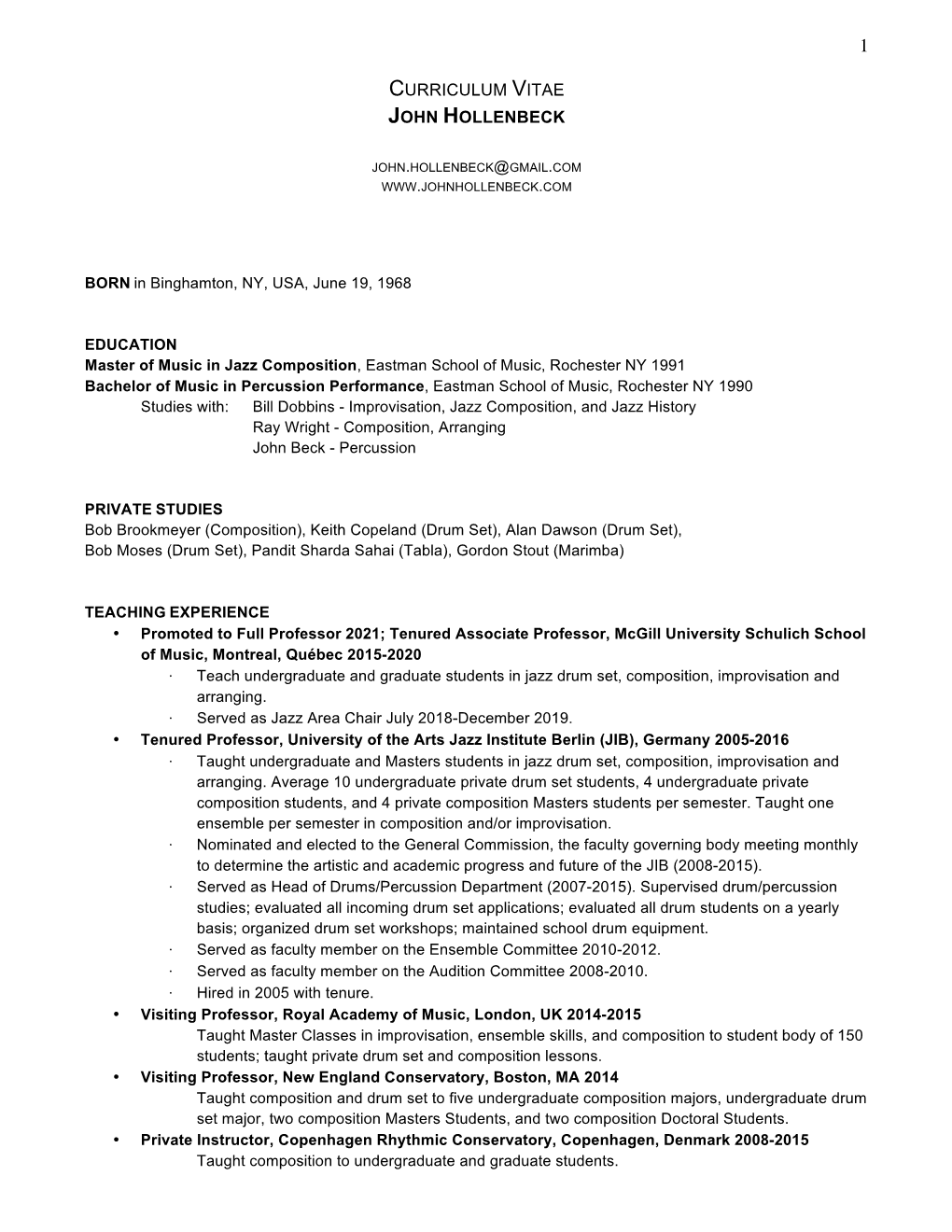 John Hollenbeck Cv Web 8-27-2021