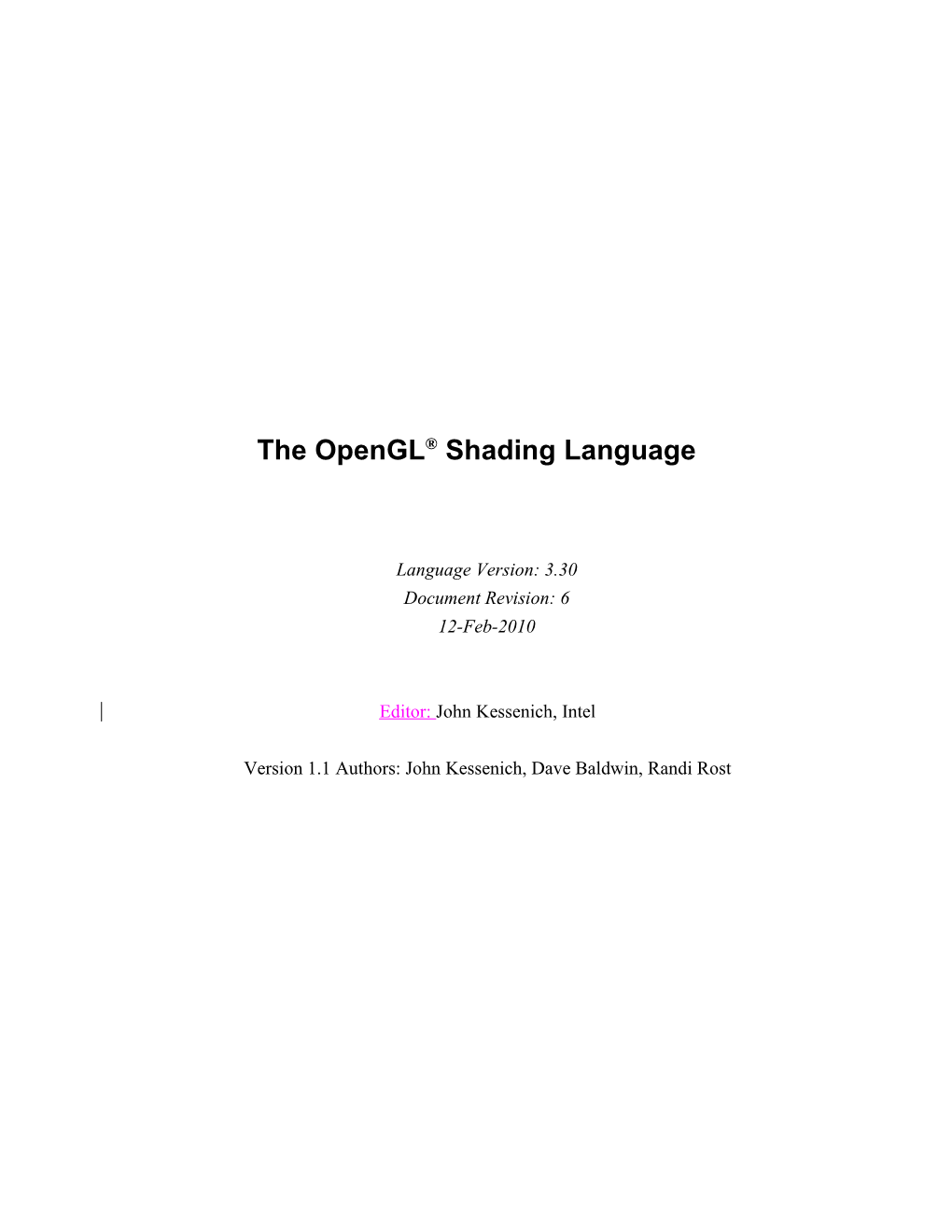 Opengl Shading Language