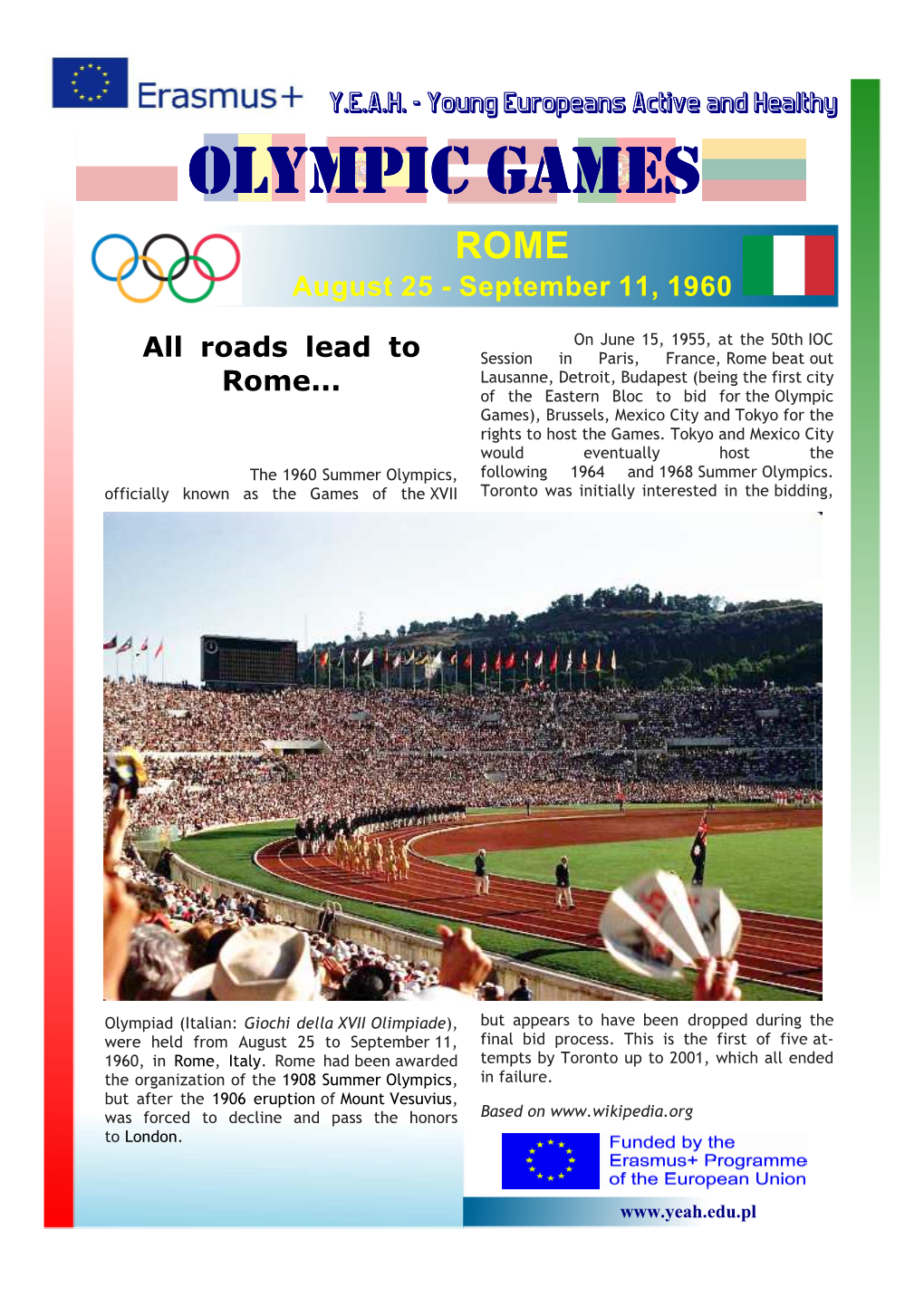 OLYMPIC GAMES ROME August 25 - September 11, 1960