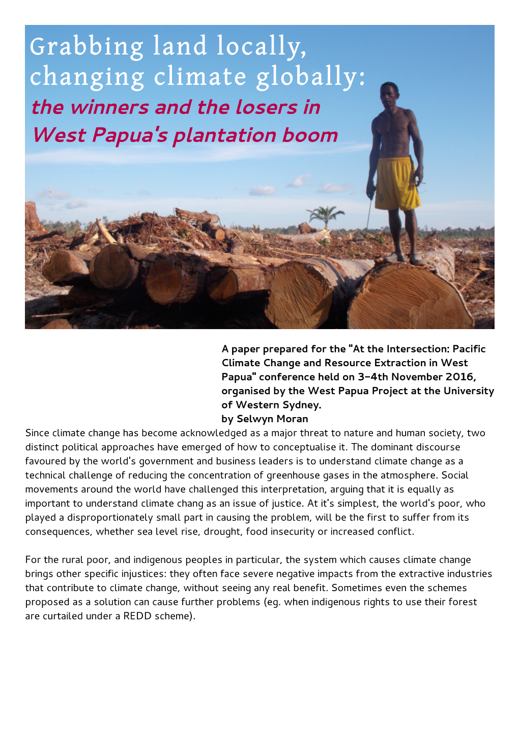 Palm Oil in Papua and Climate Justice