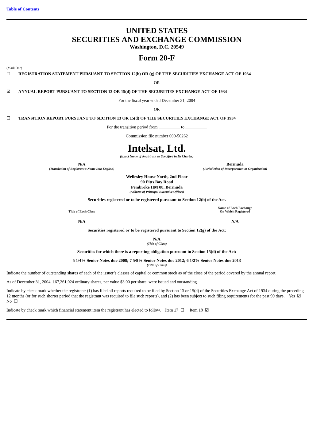 Intelsat, Ltd. (Exact Name of Registrant As Specified in Its Charter)