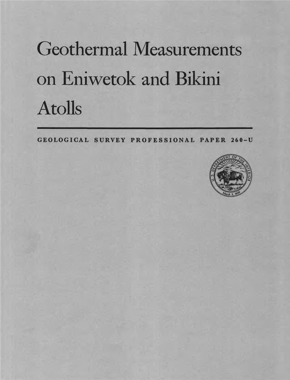 Geothermal Measurements on Eniwetok and Bikini Atolls