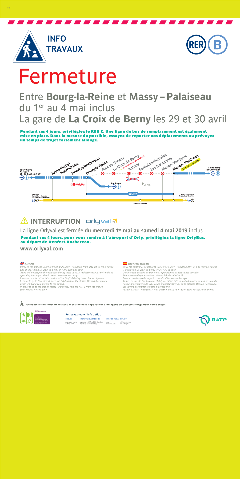 La Ligne Orlyval Est Fermée Du Mercredi 1Er Mai Au Samedi 4 Mai 2019 Inclus