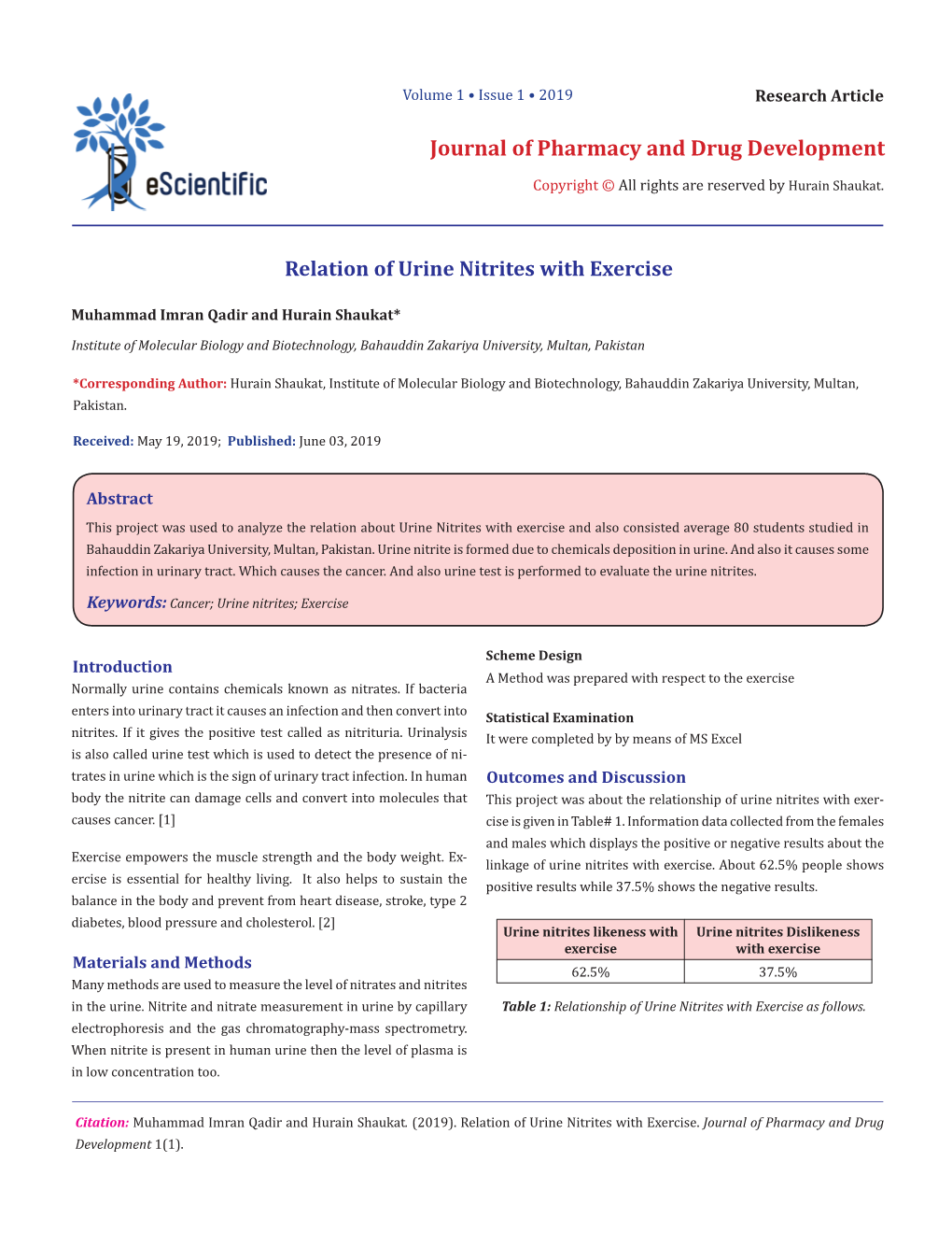 Journal of Pharmacy and Drug Development