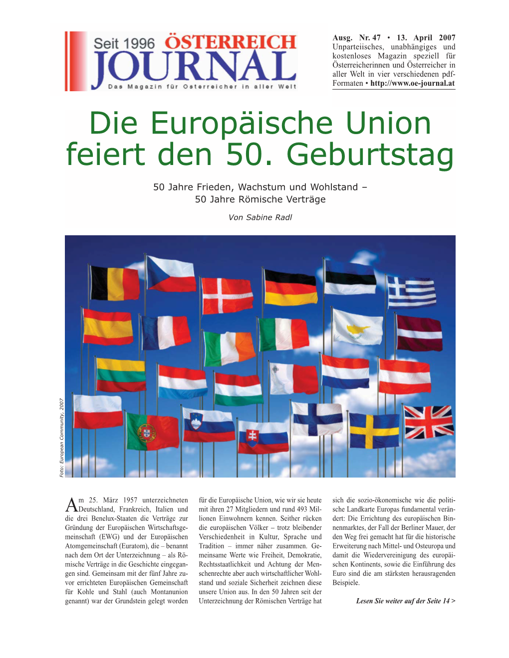 Die Europäische Union Feiert Den 50. Geburtstag