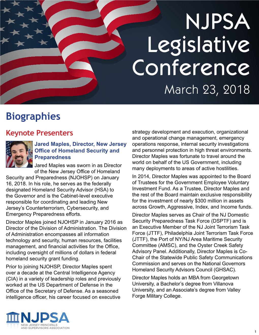 NJPSA Legislative Conference March 23, 2018