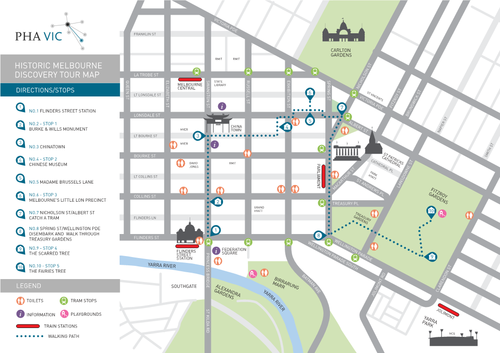 Historic Melbourne Discovery Tour Map La Trobe St Queen St Elizabeth St Sw State Russell S Exhibition St Spring St