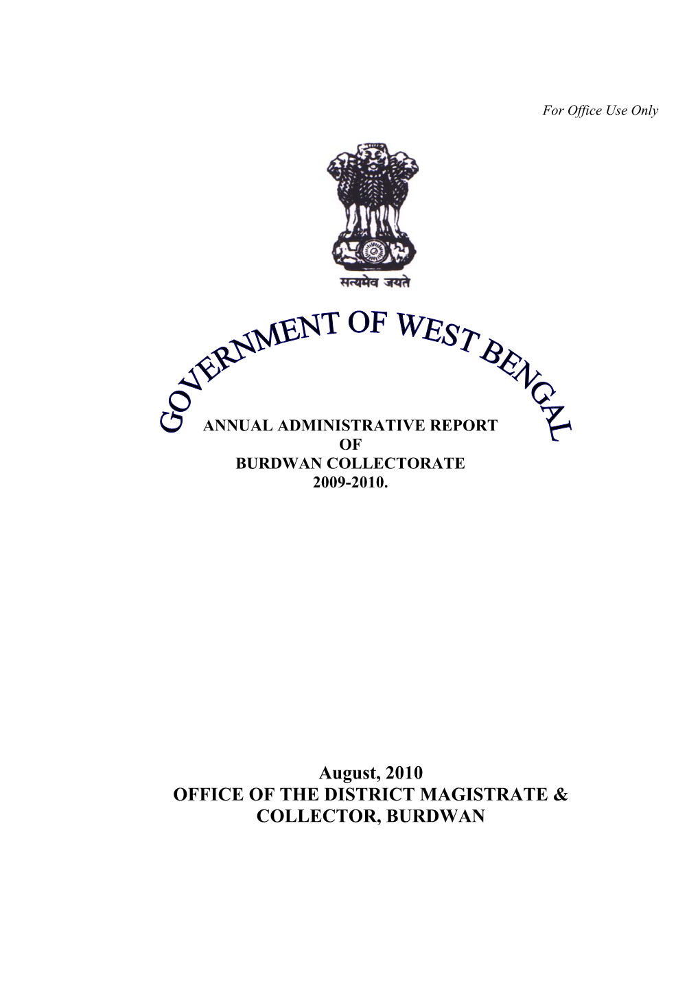 Annual Administrative Report of Burdwan Collectorate 2009-2010