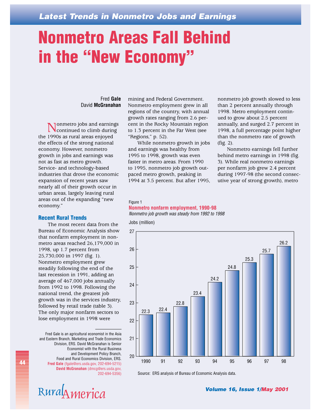 Nonmetro Areas Fall Behind in the “New Economy”