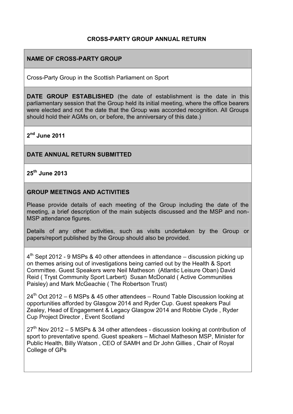 Cross-Party Group Annual Return