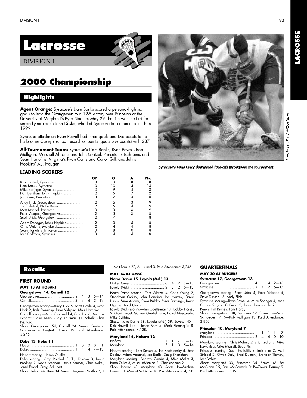 1999-00 NCAA Men's Lacrosse Championships Records