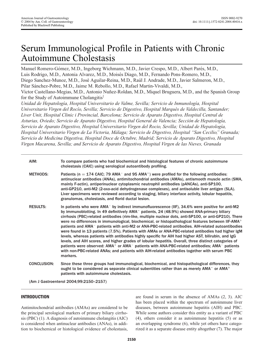 Serum Immunological Profile in Patients with Chronic Autoimmune